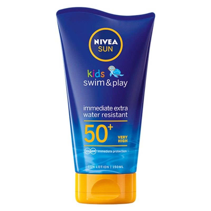Set 2 x Lotiune de Corp pentru Protectie Solara Nivea Sun Kids Swim & Play SPF 50+, 150 ml