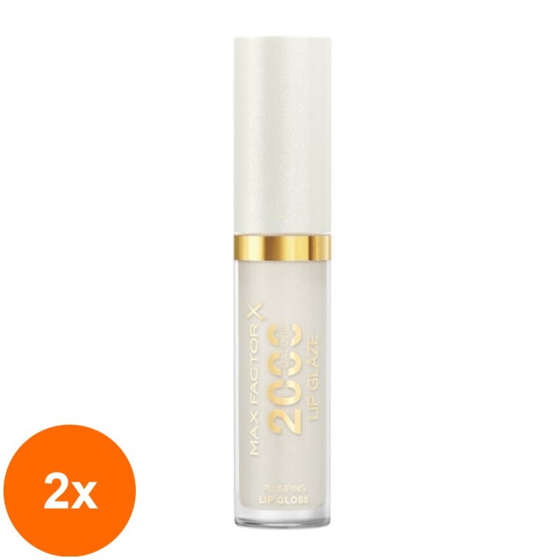Set 2 x Luciu de Buze Max Factor 2000 Calorie Lip Glaze 000 Melting Ice, 4.4 ml