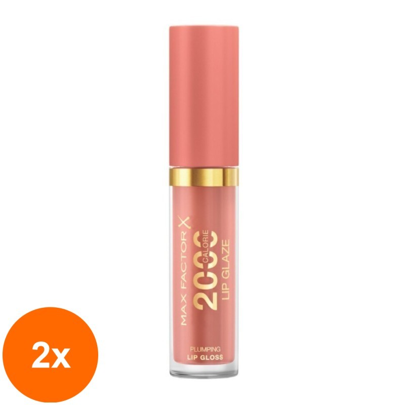 Set 2 x Luciu de Buze Max Factor 2000 Calorie Lip Glaze 050 Guava Flair, 4.4 ml