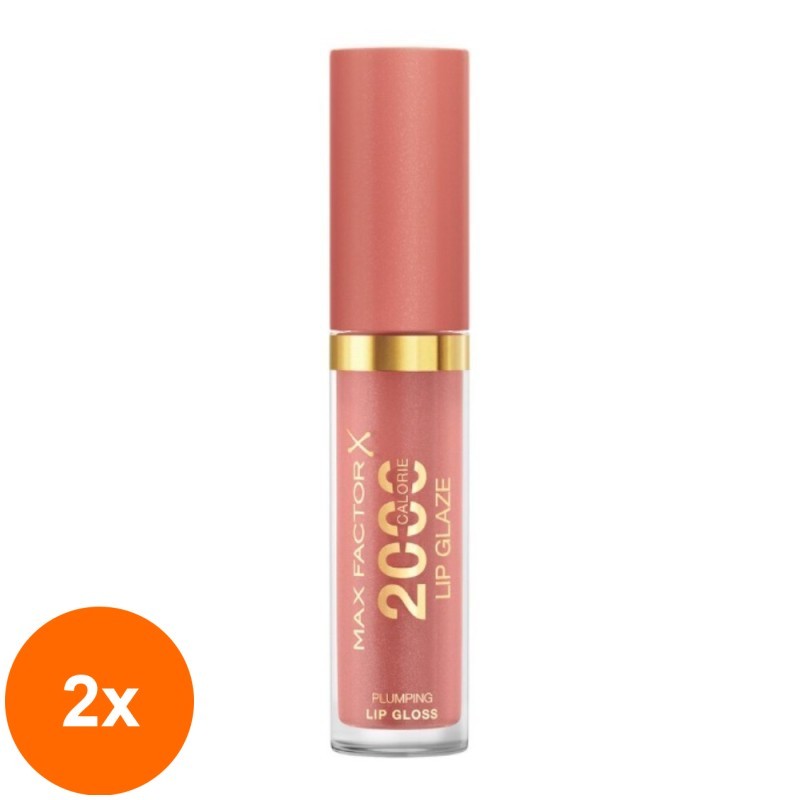 Set 2 x Luciu de Buze Max Factor 2000 Calorie Lip Glaze 075 Pink Breeze, 4.4 ml