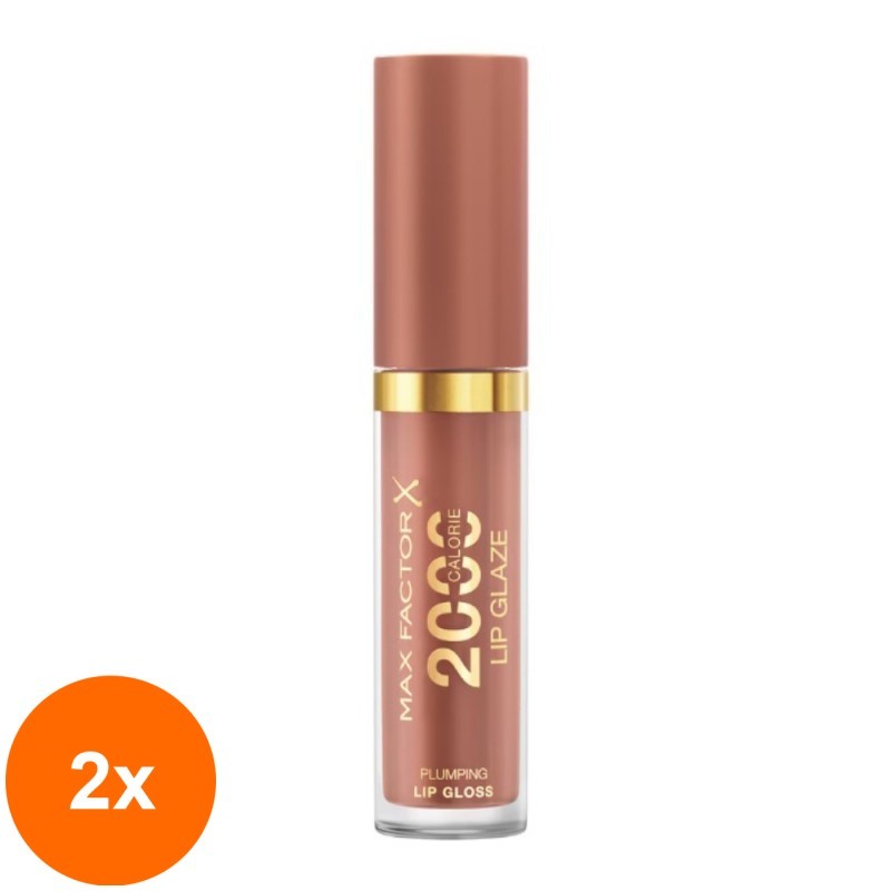 Set 2 x Luciu de Buze Max Factor 2000 Calorie Lip Glaze 150 Caramel Swis, 4.4 ml