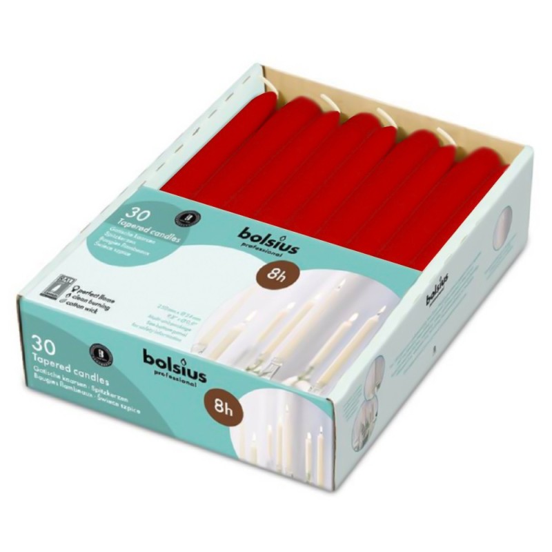 Set 2 x Lumanare Conica Bolsius Rosu, 30 Bucati