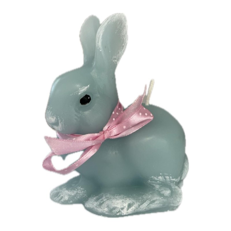 Set 2 x Lumanare in Forma de Iepure, din Parafina Parfumata, Albastra, 140 mm