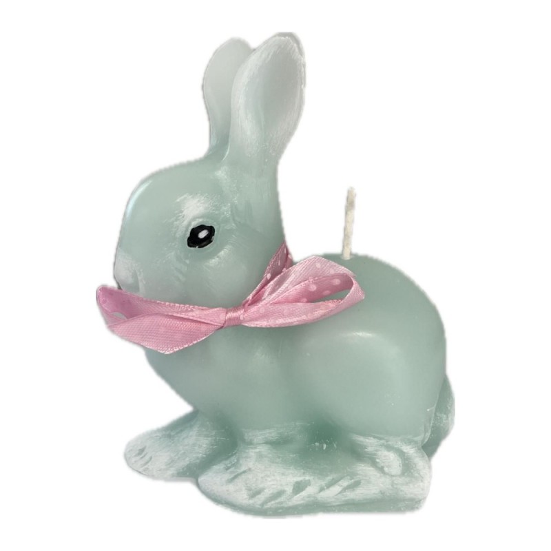 Set 2 x Lumanare in Forma de Iepure, din Parafina Parfumata, Turcoaz, 140 mm