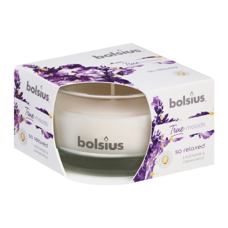 Set 2 x Lumanare Parfumata Bolsius True, in Pahar Mediu, So Relaxed Lavanda si Musetel