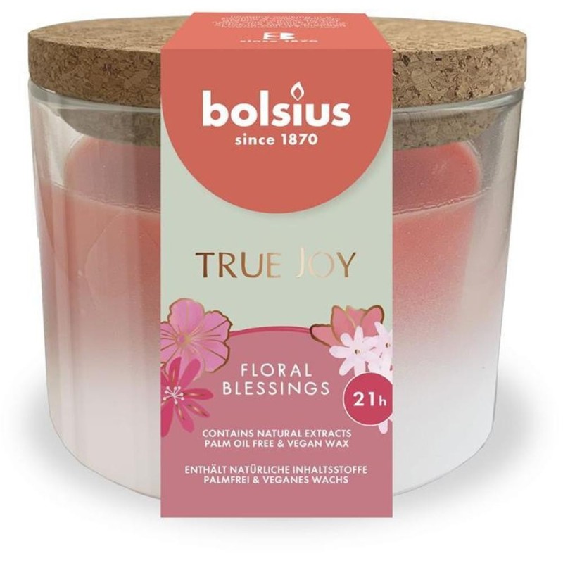 Set 2 x Lumanare Parfumata cu Capac Pluta, Floral Blessings, 66/83 mm True Joy, Bolsius
