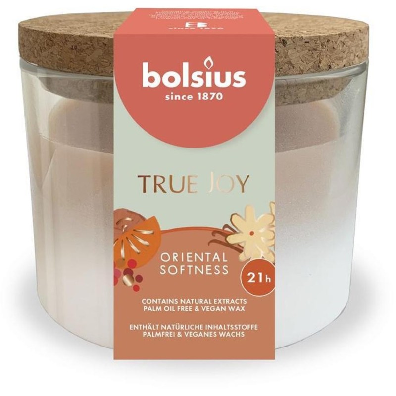 Set 2 x Lumanare Parfumata cu Capac Pluta, Oriental Softness, 66/83 mm, True Joy, Bolsius