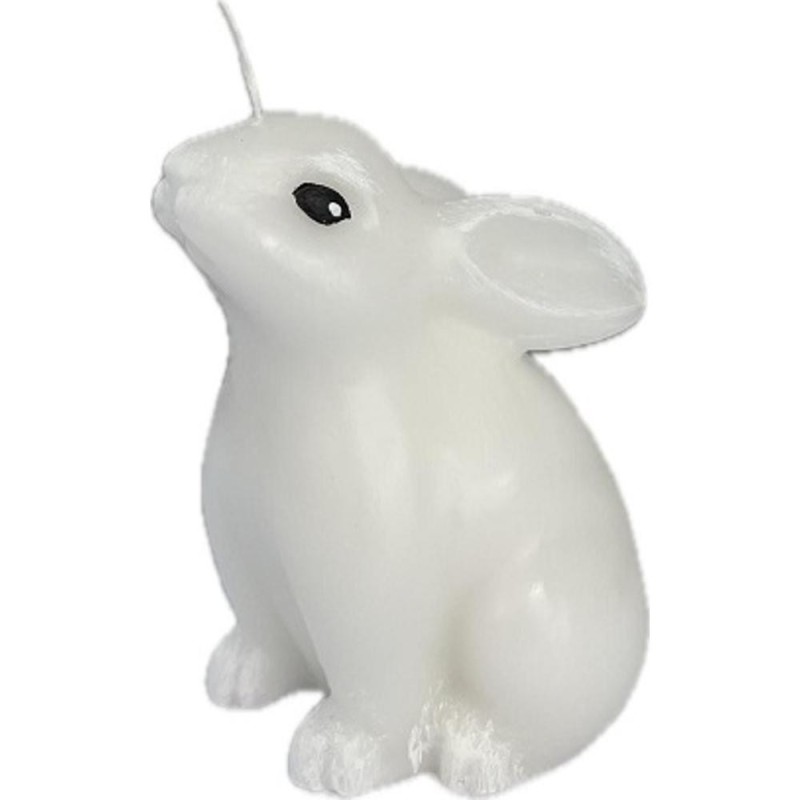 Set 2 x Lumanare Parfumata din Parafina in Forma de Iepure, Alba, 110 mm, 6.5 Ore