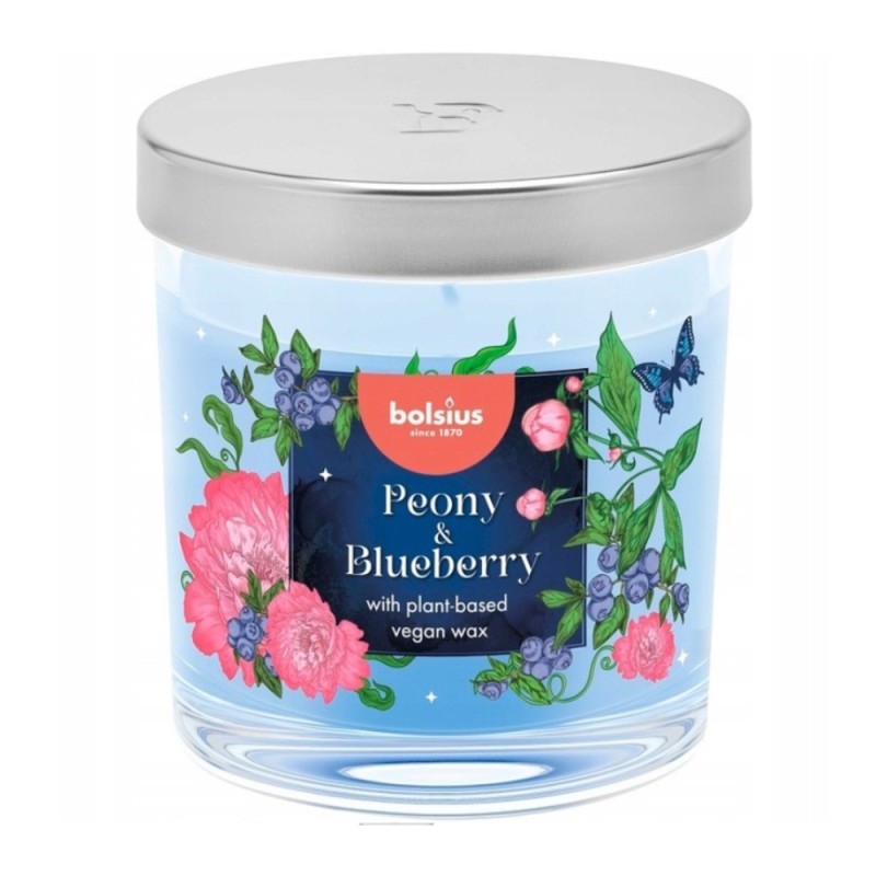 Set 2 x Lumanare Parfumata in Pahar, Bujor si Afine, Bolsius, 80 x 72 mm