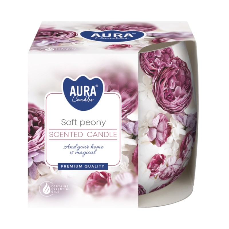 Set 2 x Lumanare Parfumata in Pahar Imprimat, Bispol, Soft Peony