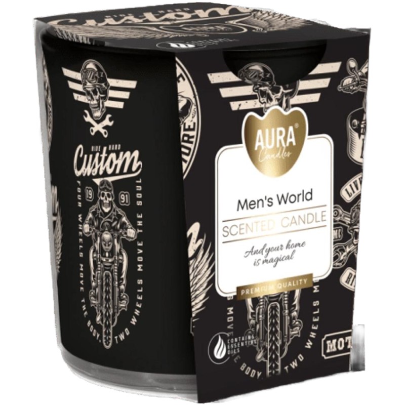 Set 2 x Lumanare Parfumata, in Pahar Imprimat, Men's Word, Negru