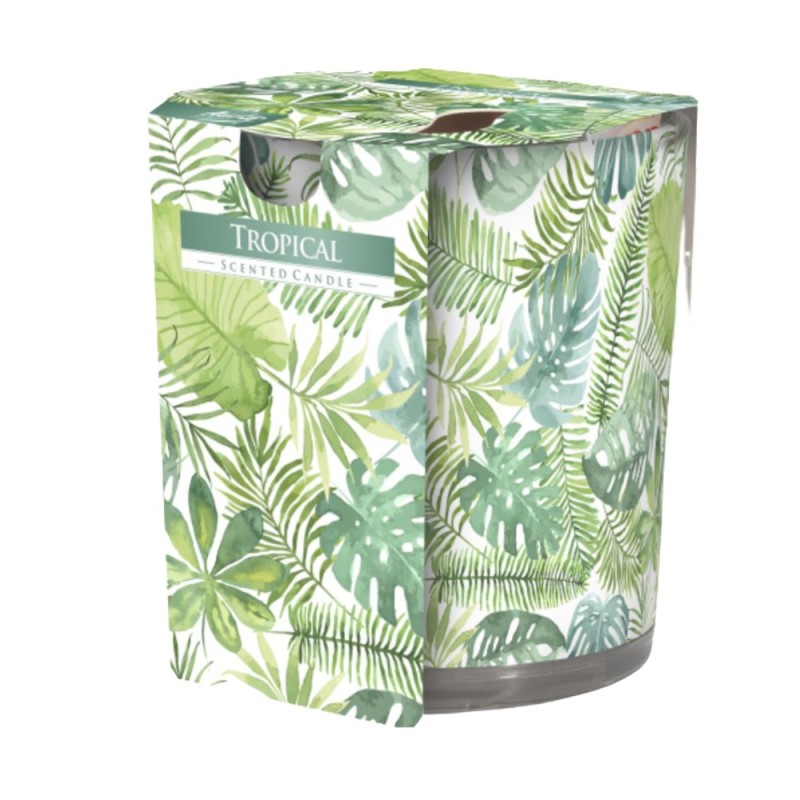 Set 2 x Lumanare Parfumata in Pahar Imprimat Tropical, 22 Ore