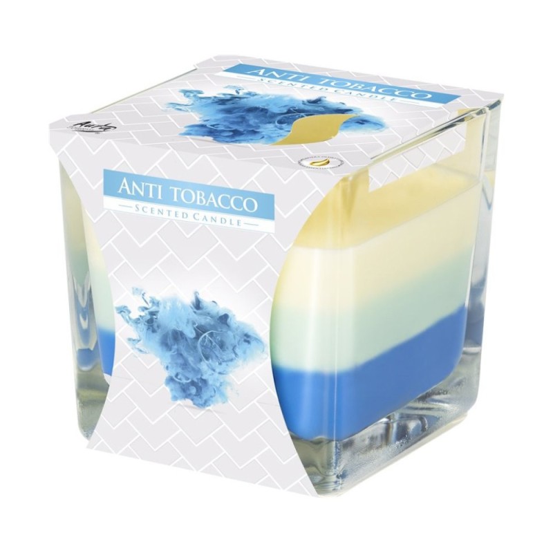 Set 2 x Lumanare Parfumata in Pahar in Trei Culori - Anti - tabac, 32 Ore