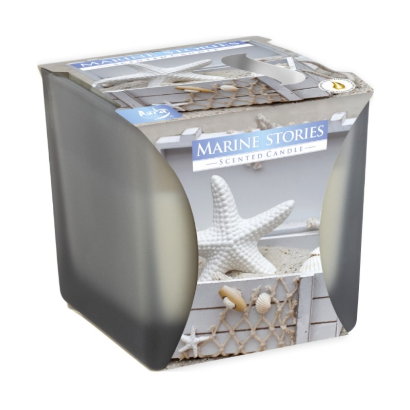 Set 2 x Lumanare Parfumata in Pahar Mat, Motive Marine, 32 Ore