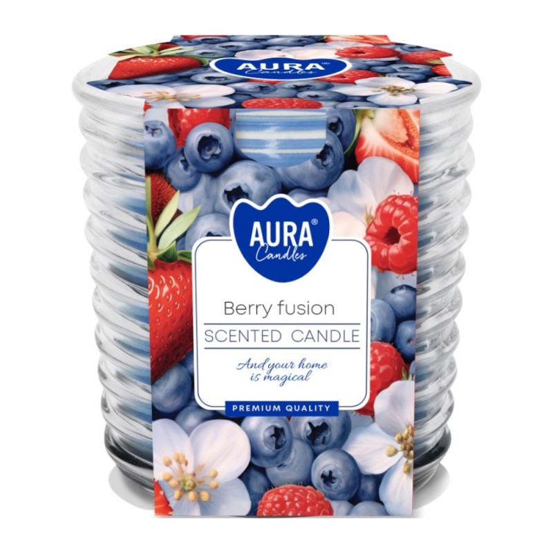 Set 2 x Lumanare Parfumata in Pahar Spirala, Berry Fusion, Timp de Ardere 28 Ore, Aura