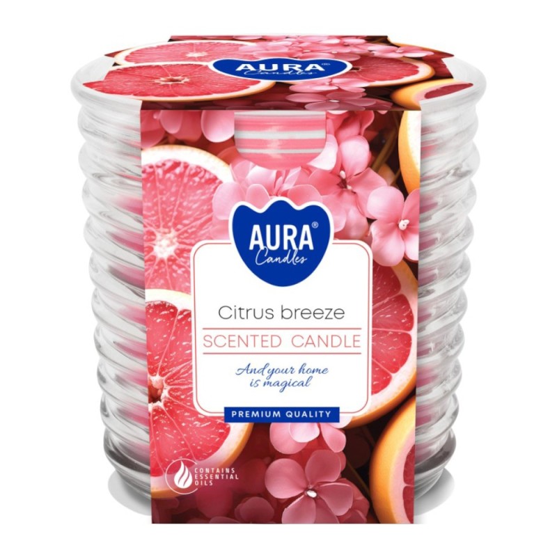 Set 2 x Lumanare Parfumata in Pahar Spirala, Citrus Breeze, Timp de Ardere 28 Ore, Aura