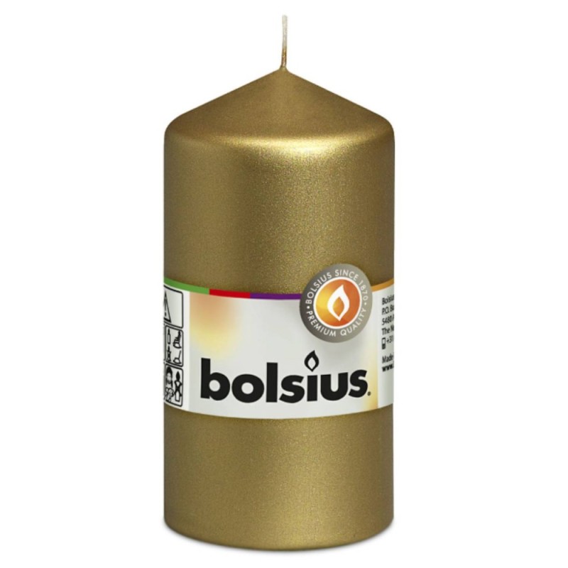 Set 2 x Lumanare Stalp 120x58 mm Bolsius - Auriu