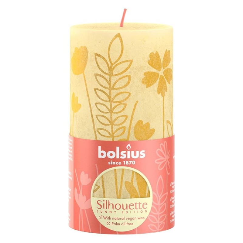 Set 2 x Lumanare Stalp Bolsius, Galben, 130 x 68 mm