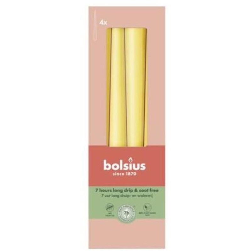 Set 2 x Lumanari Conice, Bolsius, Galben, Parfumata