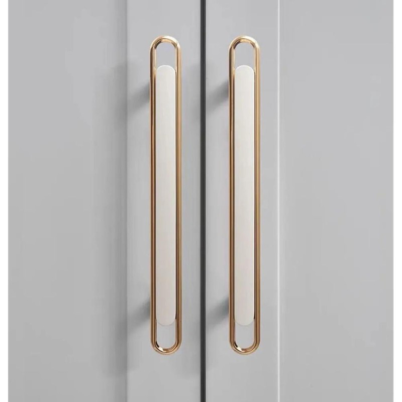 Set 2 x Maner Model Kelen, 224 mm, Finisaj Auriu Lucios/Alb