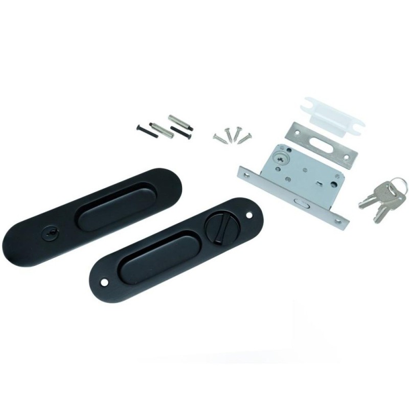 Set 2 x Manere si Broasca pentru Usi Glisante, Model Clifden, Finisaj Negru