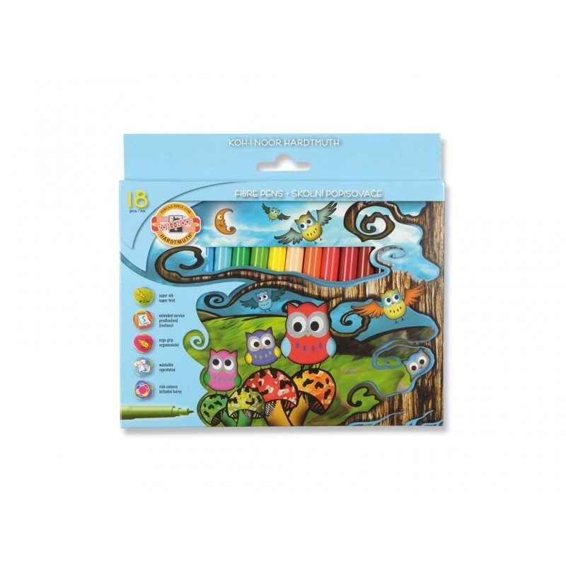 Set 2 x Markere Scolare, Colectia Owls, 18 Culori