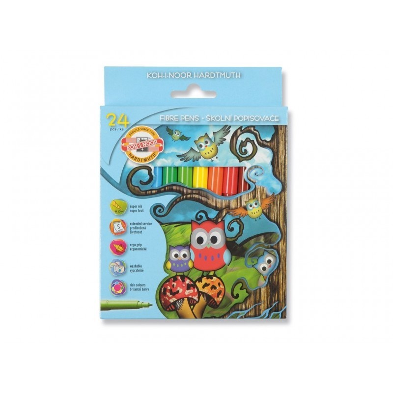 Set 2 x Markere Scolare, Colectia Owls, 24 Culori