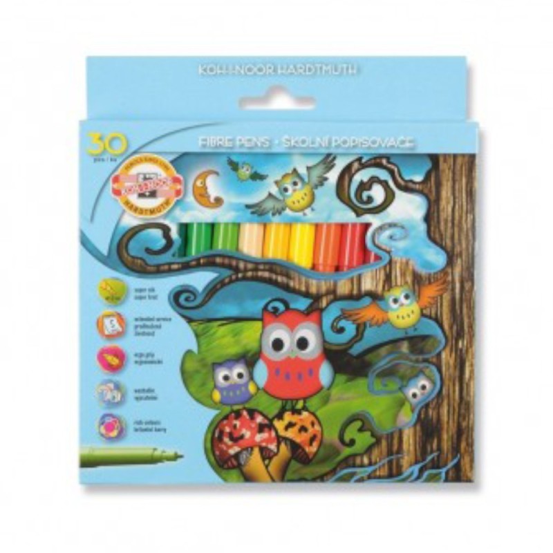 Set 2 x Markere Scolare, Colectia Owls, 30 Culori