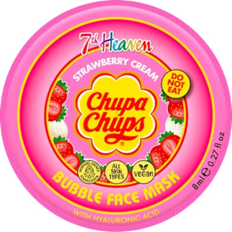 Set 2 x Masca de Fata Spuma cu Capsune si Acid Hialuronic Chupa Chups, 7th Heaven, 8 ml