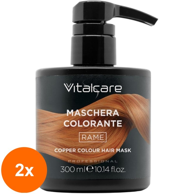 Set 2 x Masca de Par Coloranta pentru Toate Tipurile de Par, Cupru, 300 ml, Vitalcare