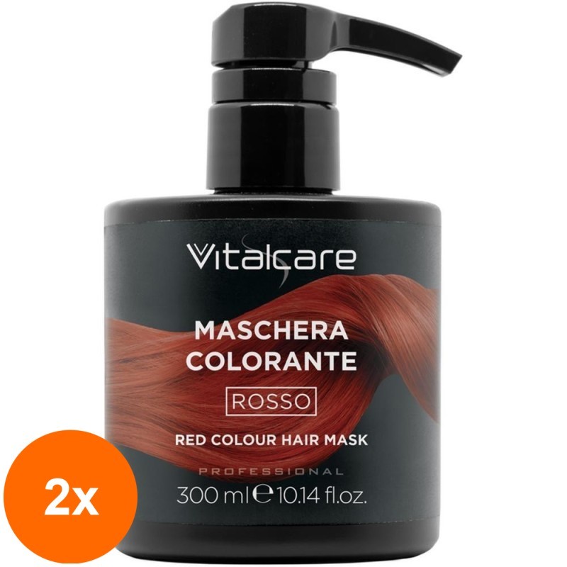 Set 2 x Masca de Par Coloranta pentru Toate Tipurile de Par, Rosu, 300 ml, Vitalcare