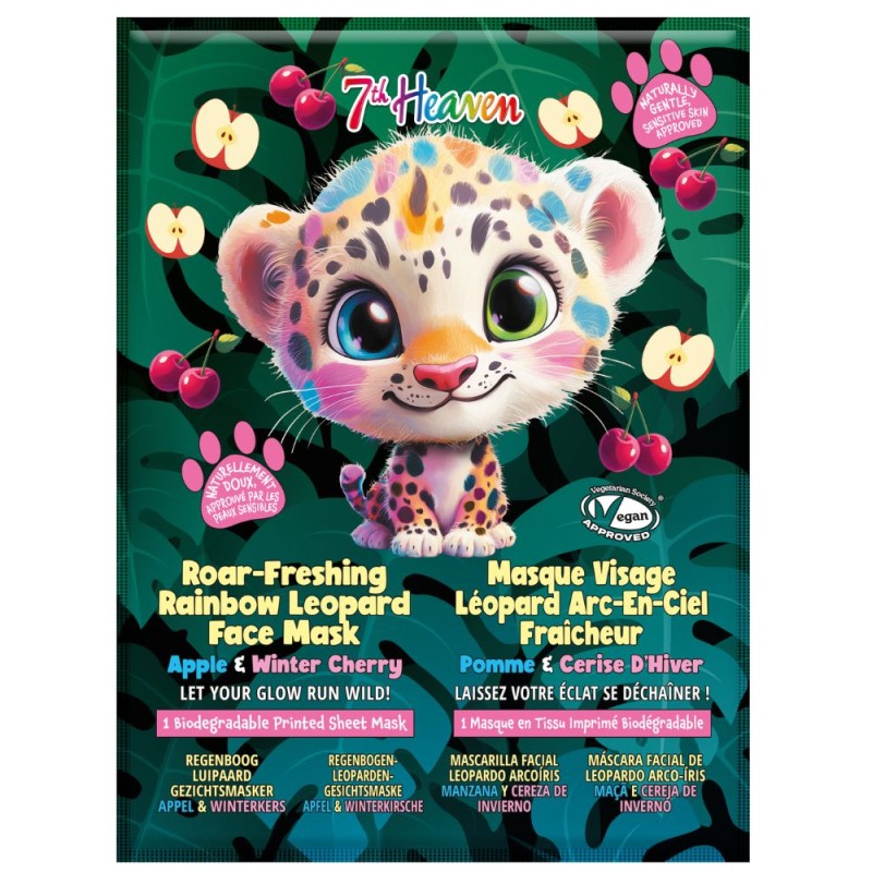Set 2 x Masca pentru Adolescenti din Material Textil Rainbow Leopard, 7th Heaven