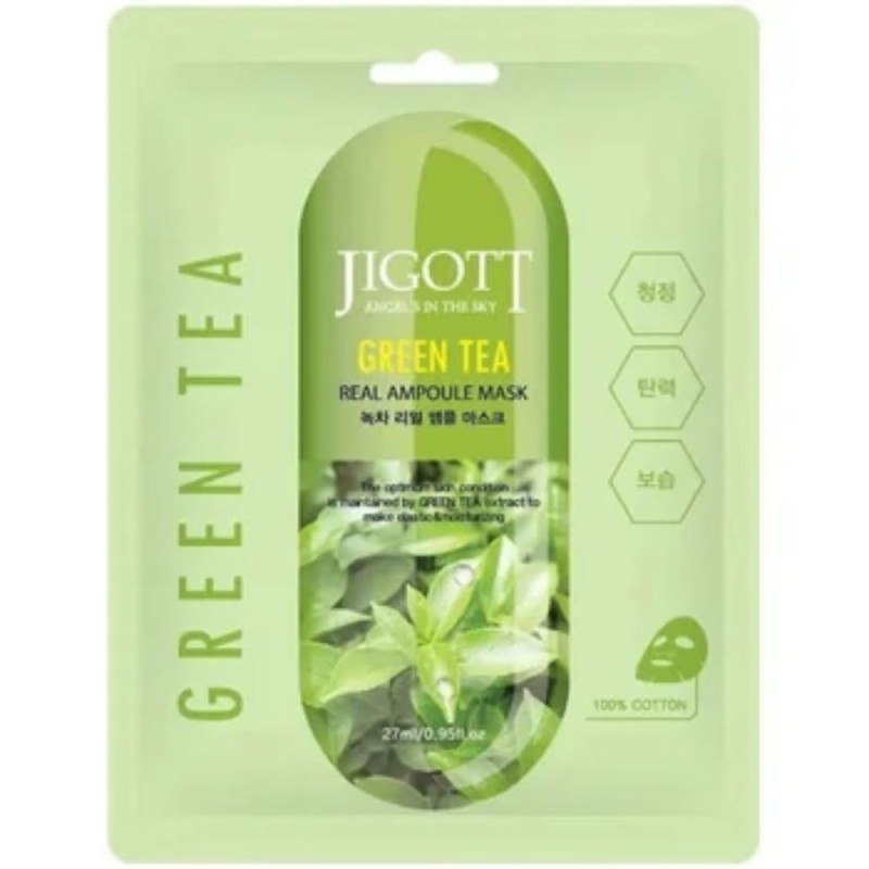 Set 2 x Masca pentru Fata cu Extract de Ceai Verde, Jigott, 27 ml