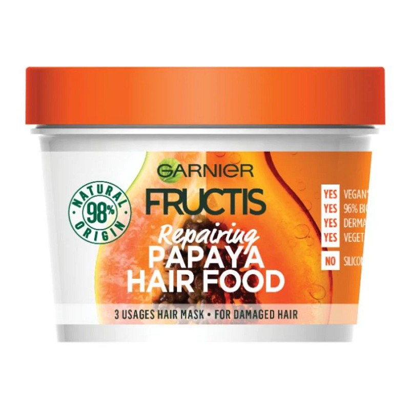 Set 2 x Masca pentru Par Garnier Fructis Hair Food Papaya, pentru Parul Deteriorat, 390 ml