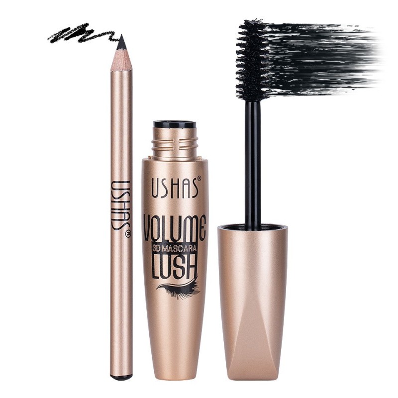 Set 2 x Mascara 3D si Creion Contur Ochi, Ushas Volume Lush