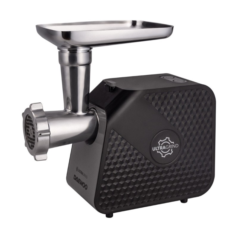 Set 2 x Masina de Tocat Carne Daewoo DMG2000B, 2000 W, 2.2 kg/minut, 3 Discuri de Taiere, Accesorii Suc de Rosii si carnati, Neg