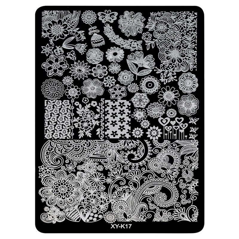 Set 2 x Matrita Metalica Stampila Unghii Luxorise, Always Bloom Xy-K17