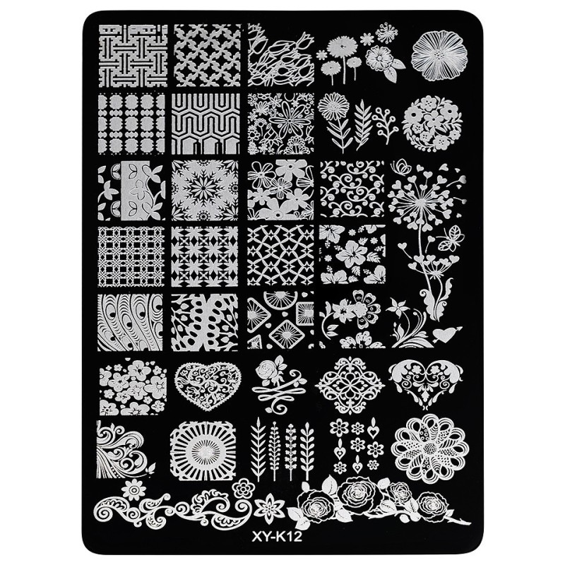 Set 2 x Matrita Metalica Stampila Unghii Luxorise, Beautiful Days Xy-K12