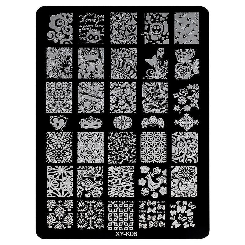 Set 2 x Matrita Metalica Stampila Unghii Luxorise, Beauty Reflection Xy-K08