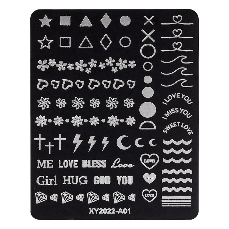 Set 2 x Matrita Metalica Stampila Unghii Luxorise, Blisfull Song A01