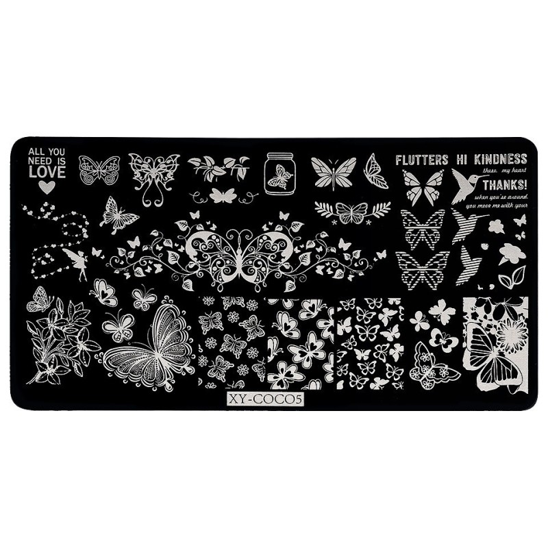 Set 2 x Matrita Metalica Stampila Unghii Luxorise, Butterfly Contest Xy-Coco5