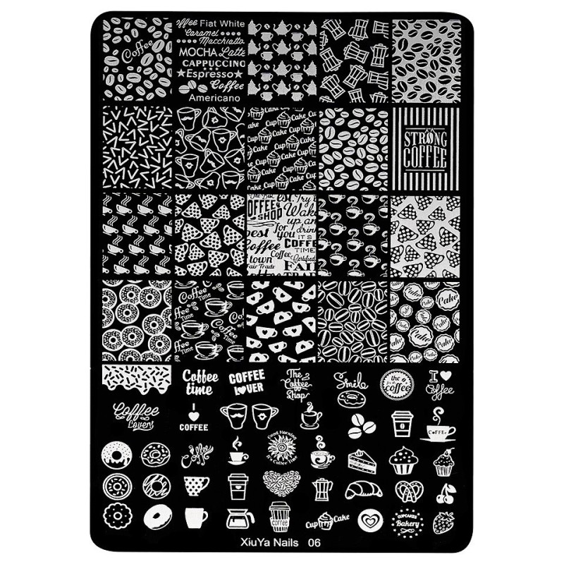 Set 2 x Matrita Metalica Stampila Unghii Luxorise, Coffee, Please! Nails-06