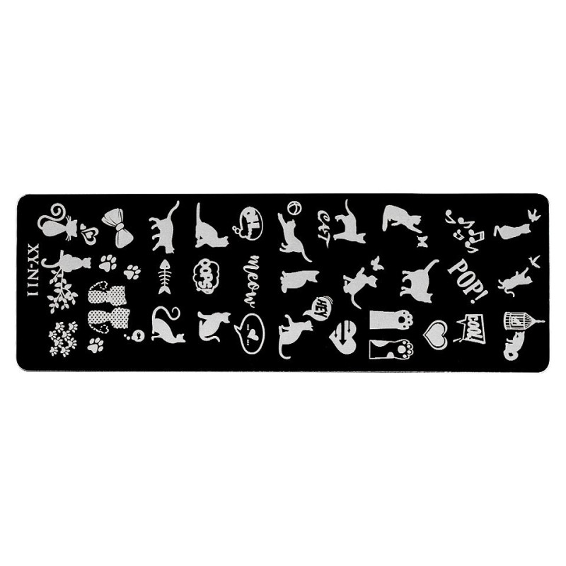 Set 2 x Matrita Metalica Stampila Unghii Luxorise, Cute Cats