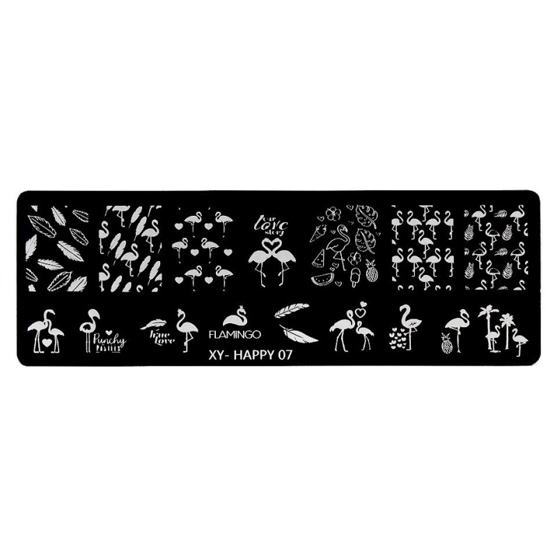 Set 2 x Matrita Metalica Stampila Unghii Luxorise, Flamingo Dance