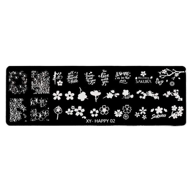 Set 2 x Matrita Metalica Stampila Unghii Luxorise, Flower Bloom