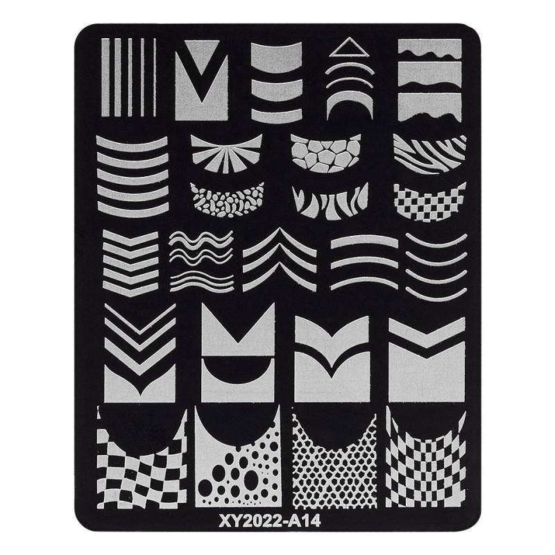 Set 2 x Matrita Metalica Stampila Unghii Luxorise, French Nails A14