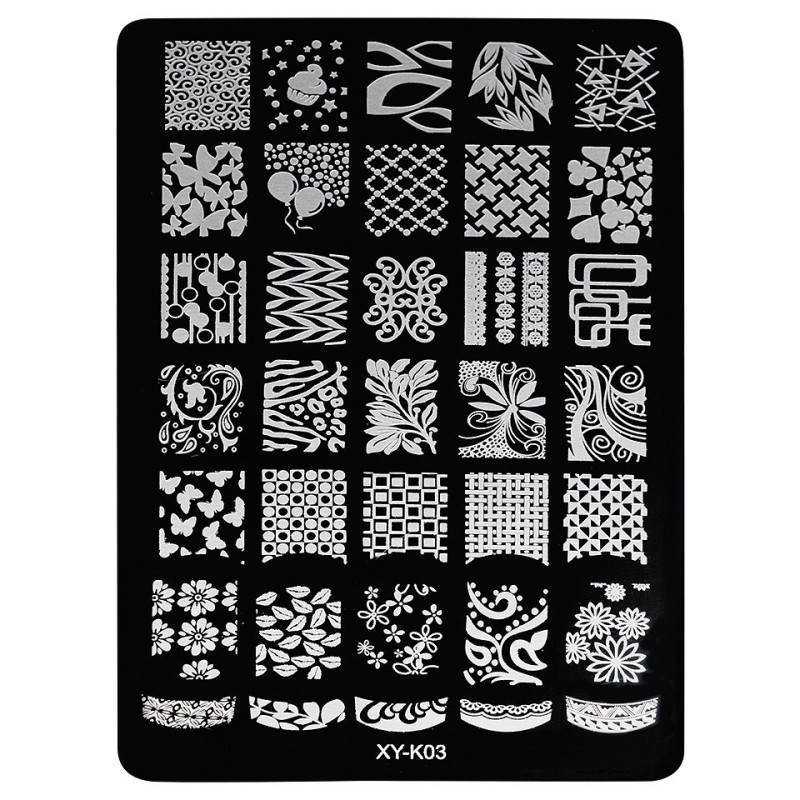 Set 2 x Matrita Metalica Stampila Unghii Luxorise, Insane Energy Xy-K03