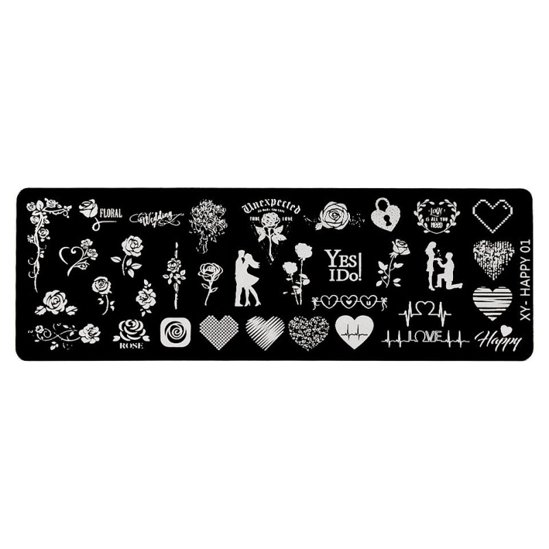 Set 2 x Matrita Metalica Stampila Unghii Luxorise, Love Bloom