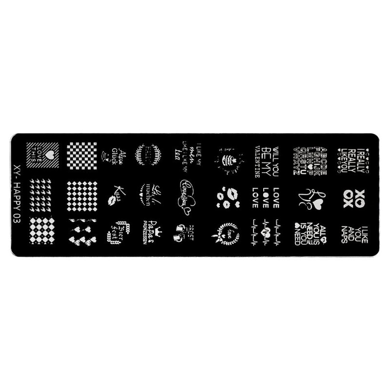 Set 2 x Matrita Metalica Stampila Unghii Luxorise, Love Colours