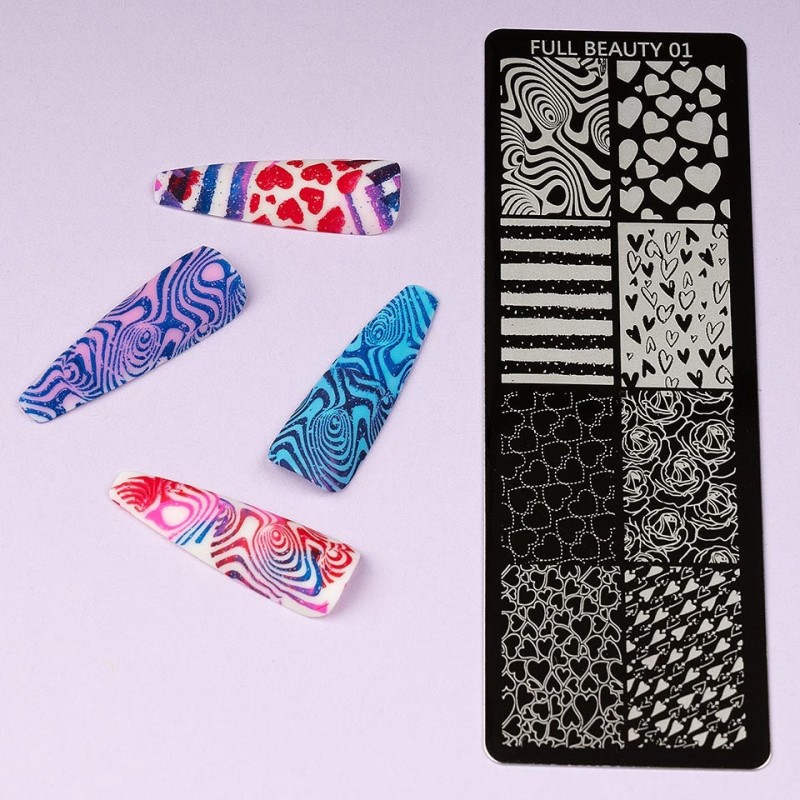 Set 2 x Matrita Metalica Stampila Unghii Luxorise, Love Flavour